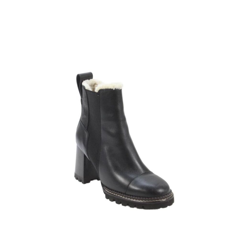 See by Chloe Womens Leather Stretch Inset Ankle Boots Black Size 39 9